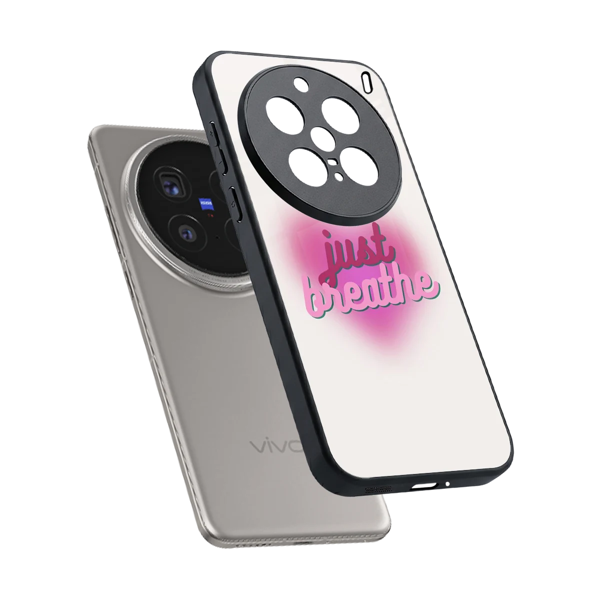 Just Breathe sleek vivo x200 pro cover with tempered glass back and TPU edges