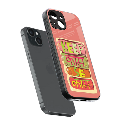 Kaam Se Kaam sleek iphone 13 cover with tempered glass back and TPU edges