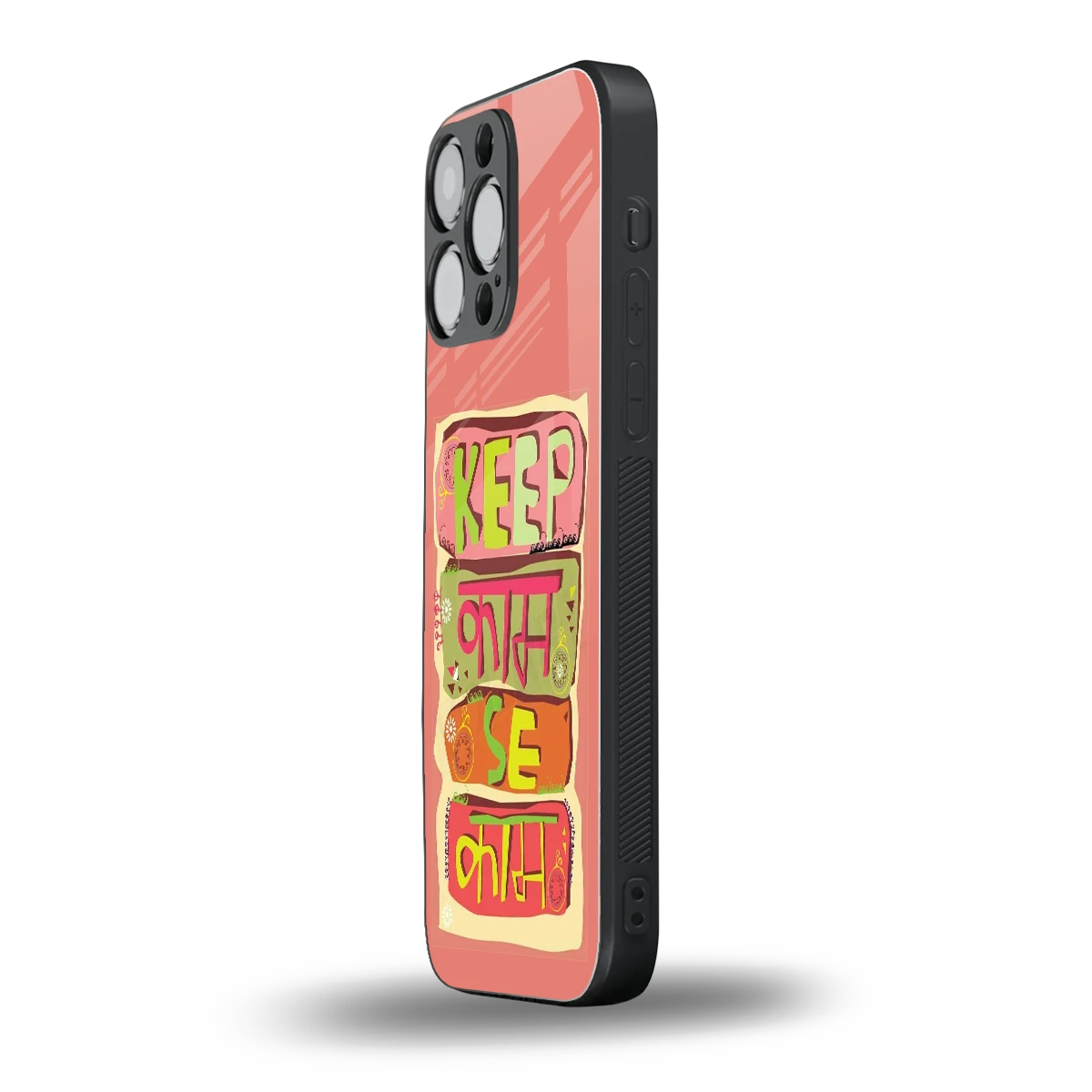Kaam Se Kaam iphone 15 pro max mobile cover | shockproof glass phone case