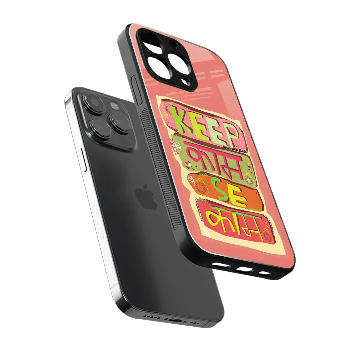 Kaam Se Kaam sleek iphone 15 pro cover with tempered glass back and TPU edges