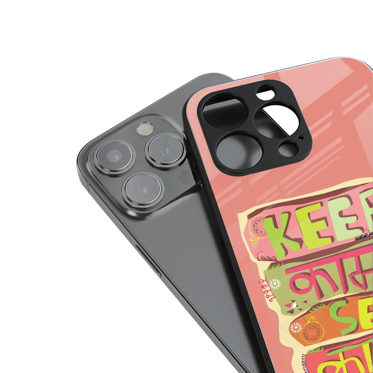 Kaam Se Kaam stylish phone case for iphone 15 pro | glossy glass and slim fit