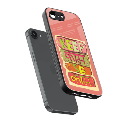 Kaam Se Kaam sleek iphone 16e cover with tempered glass back and TPU edges