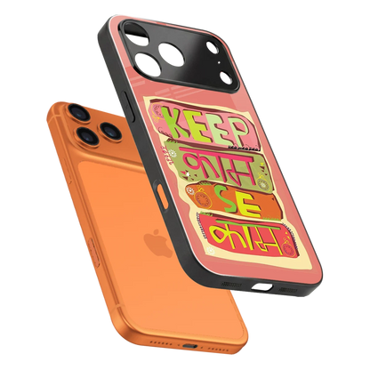 Kaam Se Kaam sleek iphone 17 pro cover with tempered glass back and TPU edges