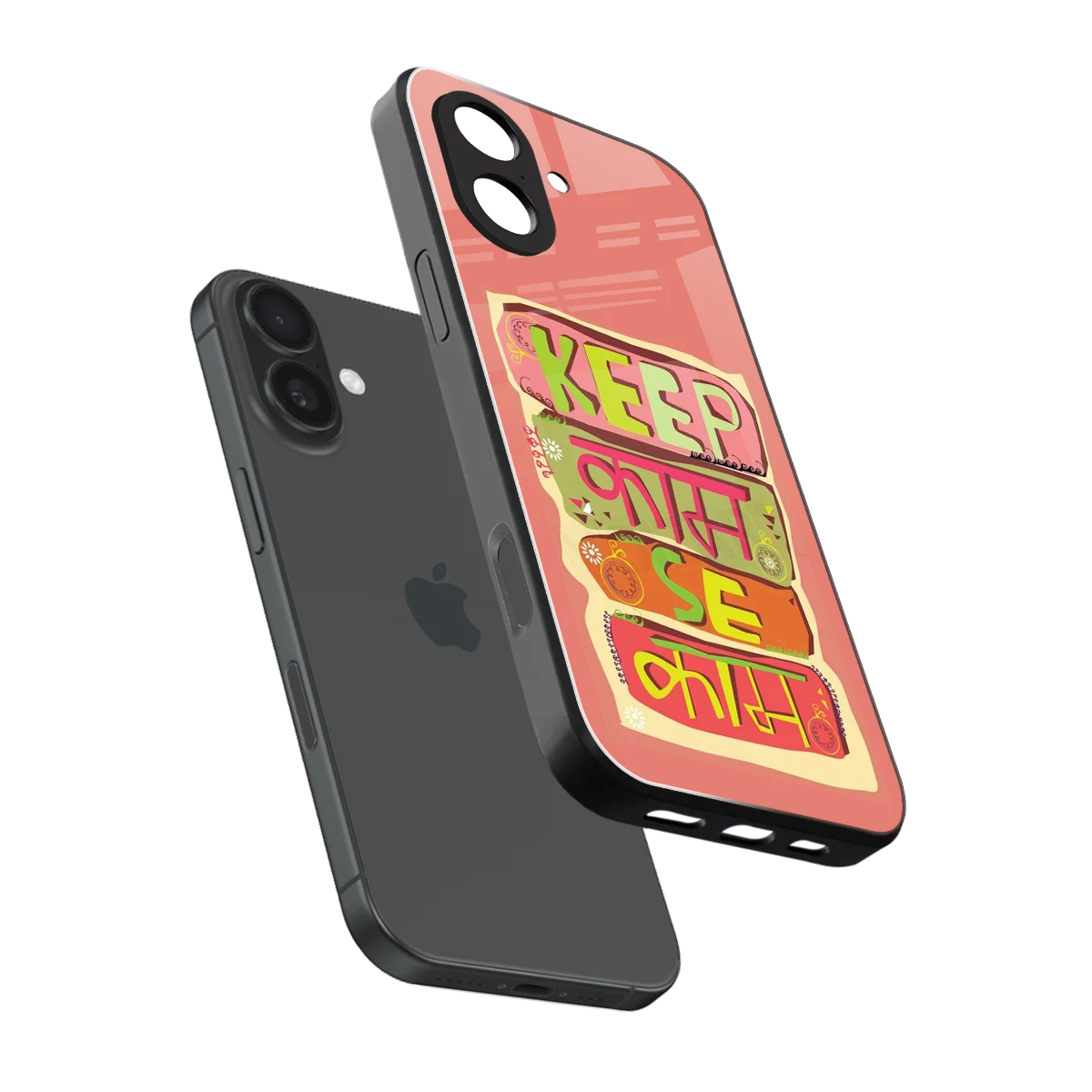 Kaam Se Kaam sleek iphone 17 cover with tempered glass back and TPU edges