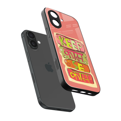 Kaam Se Kaam sleek iphone 17 cover with tempered glass back and TPU edges