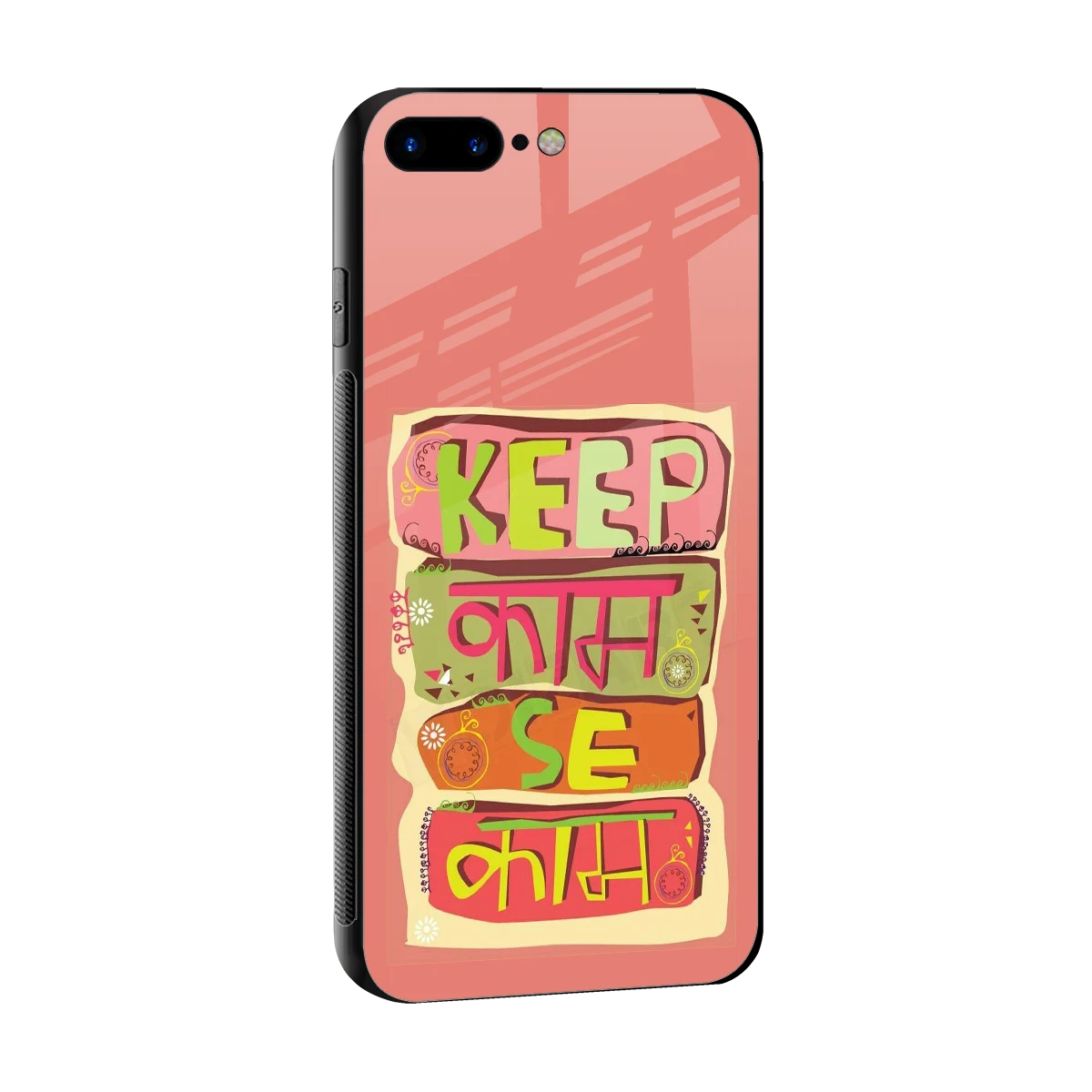 Kaam Se Kaam sleek iphone 8 plus cover with tempered glass back and TPU edges
