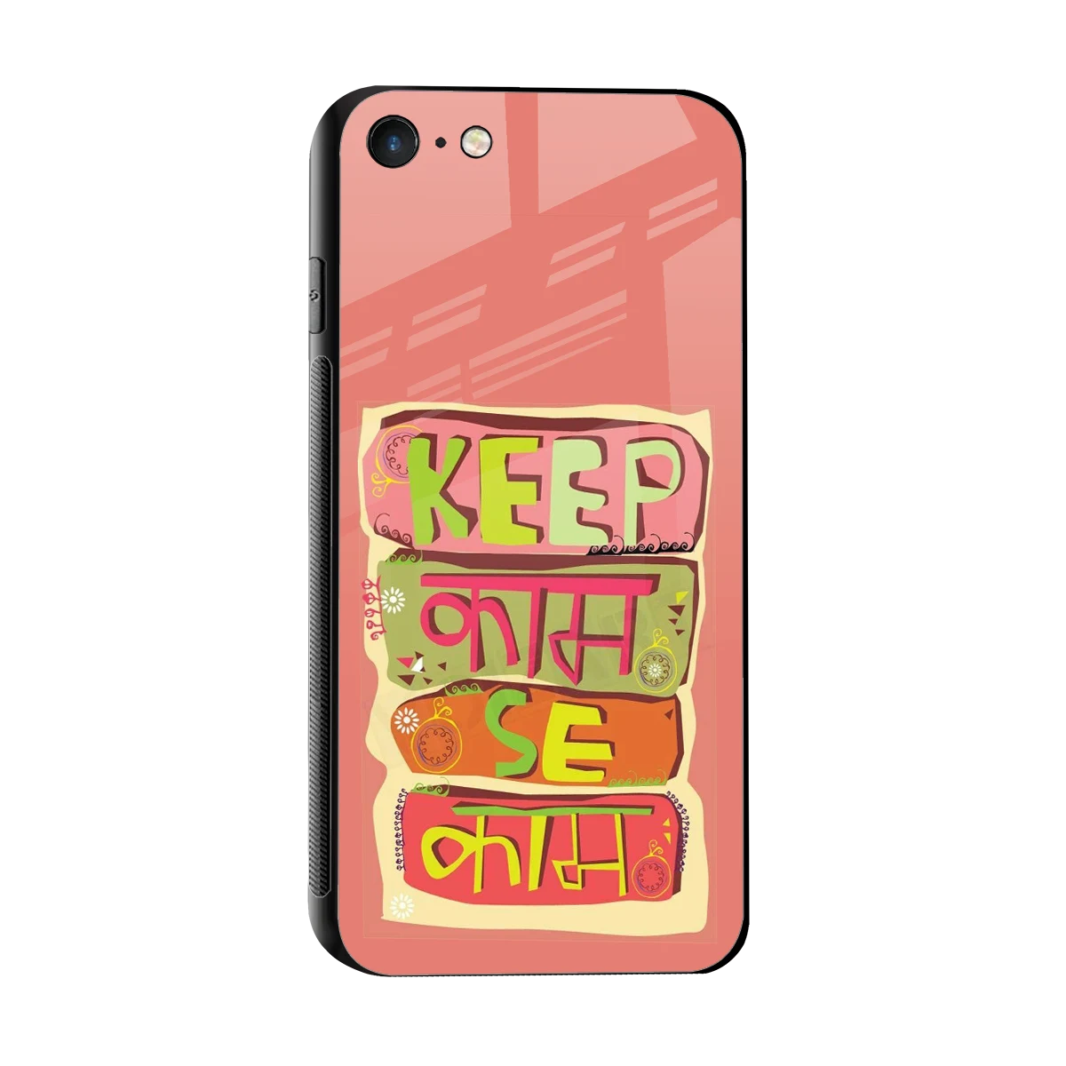 Kaam Se Kaam sleek iphone 7 cover with tempered glass back and TPU edges