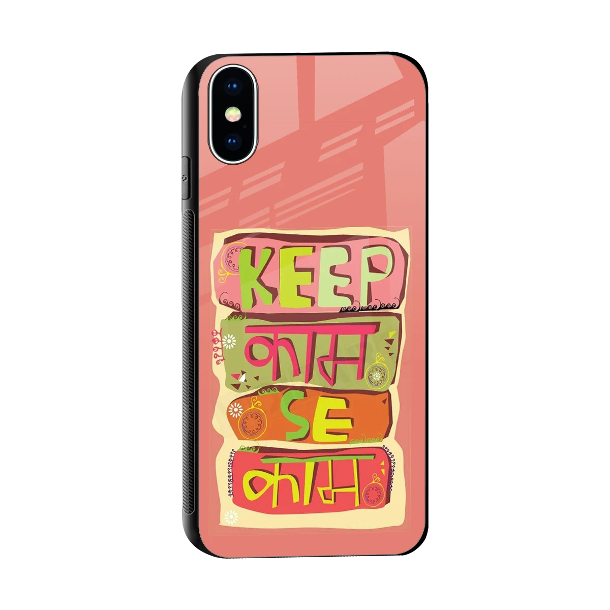 Kaam Se Kaam sleek iphone x cover with tempered glass back and TPU edges
