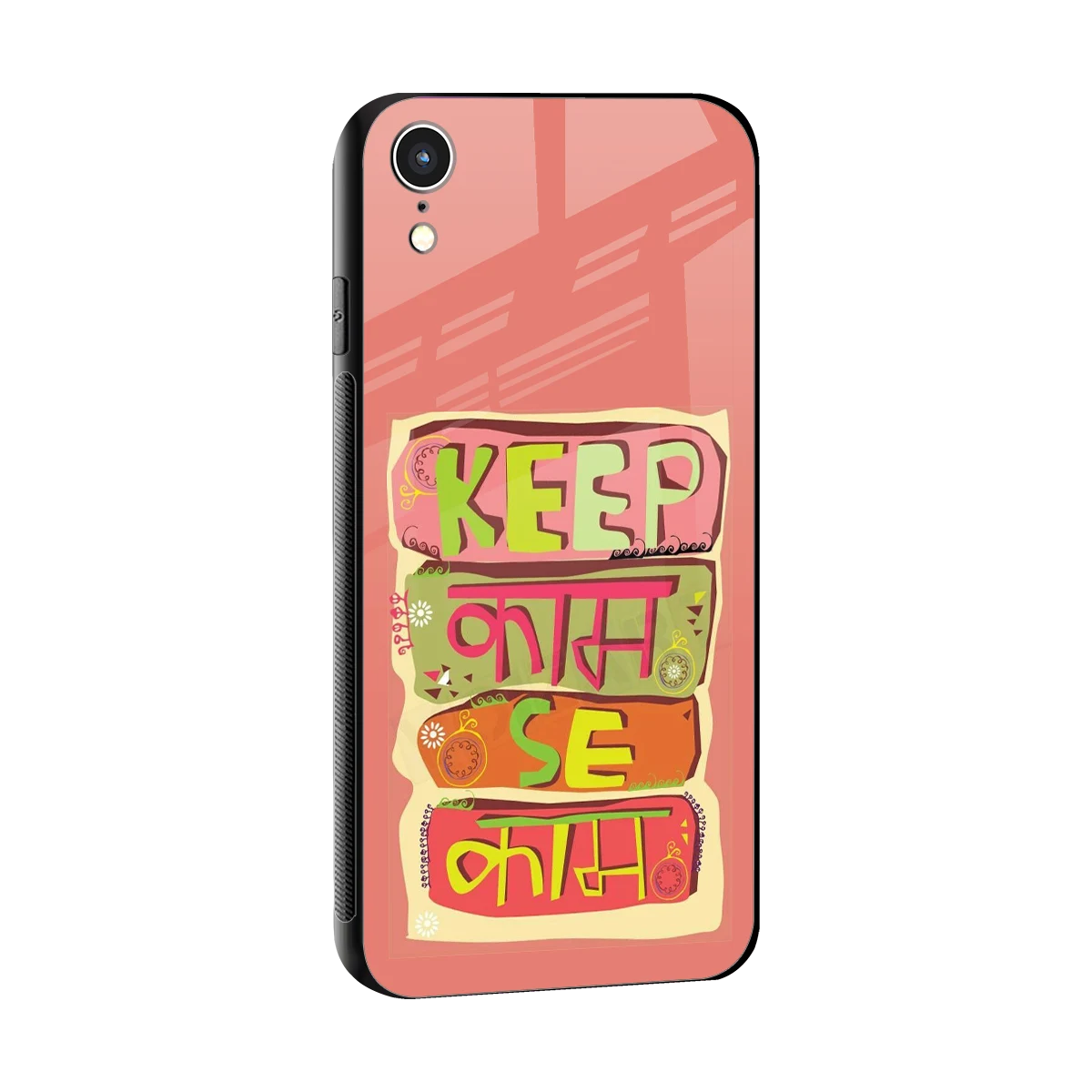 Kaam Se Kaam sleek iphone xr cover with tempered glass back and TPU edges