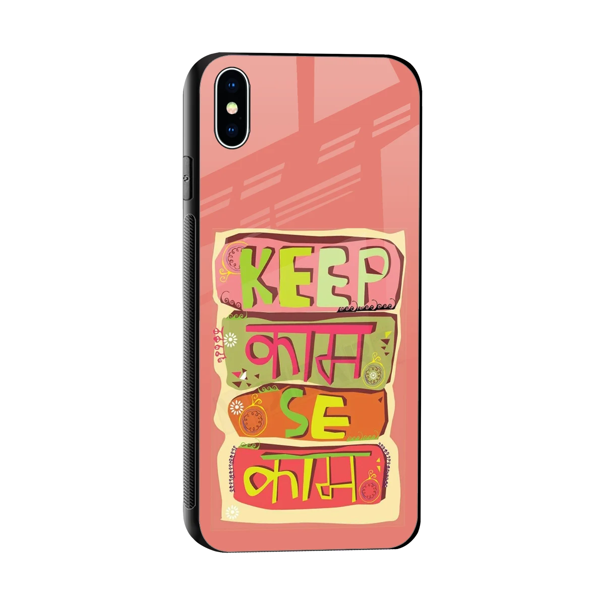 Kaam Se Kaam sleek iphone xs max cover with tempered glass back and TPU edges