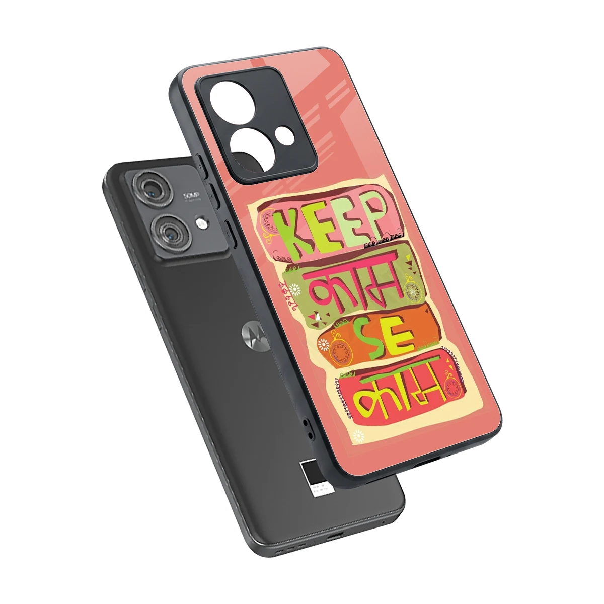 Kaam Se Kaam sleek motorola edge 40 neo 5g cover with tempered glass back and TPU edges