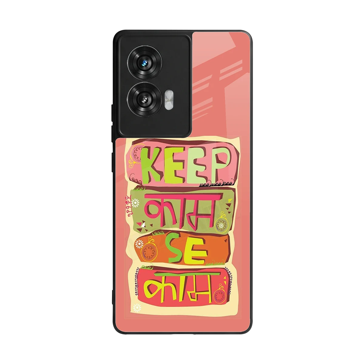 Kaam Se Kaam back phone cover | glass case for motorola edge 50 fusion