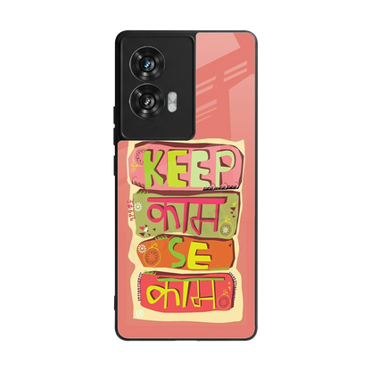 Kaam Se Kaam back phone cover | glass case for motorola edge 50 fusion