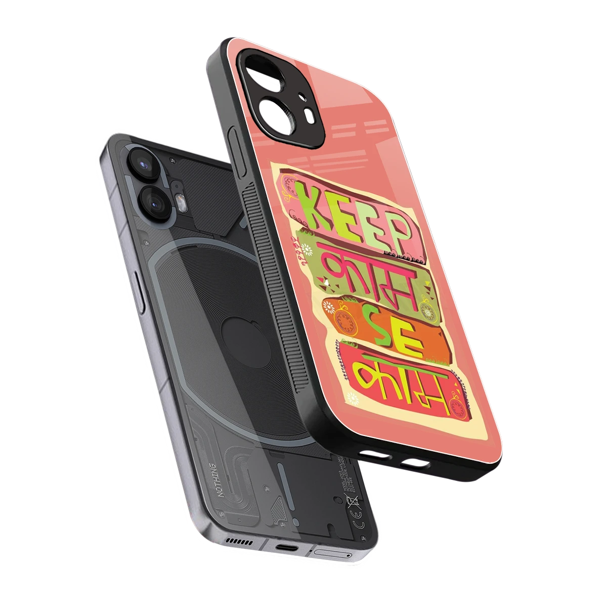 Kaam Se Kaam sleek nothing phone 2 cover with tempered glass back and TPU edges