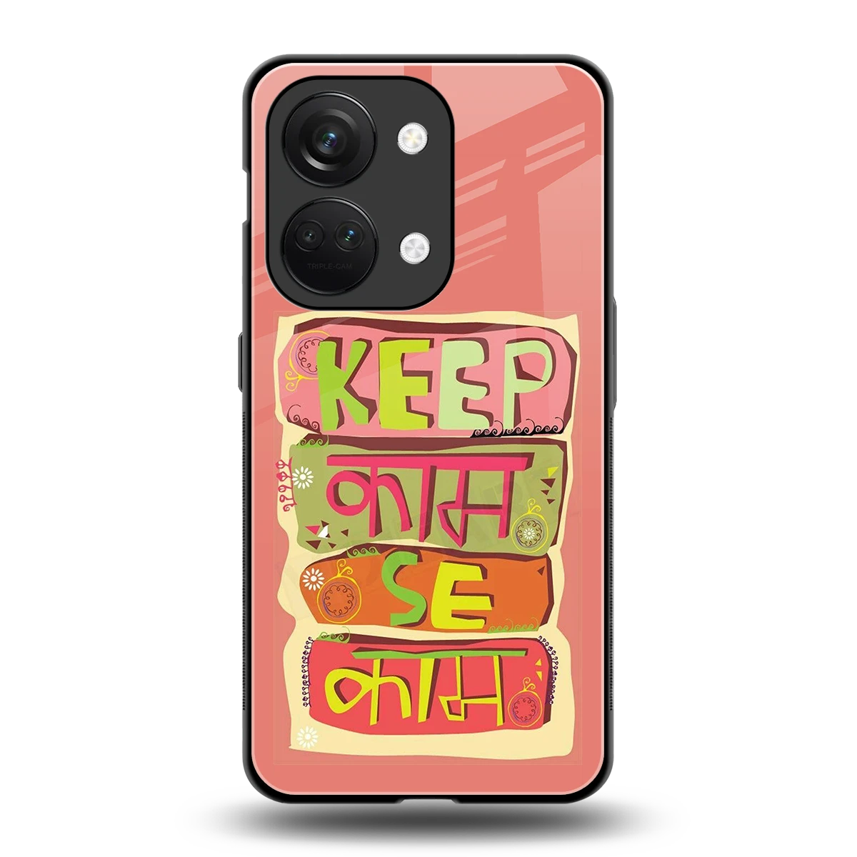 Kaam Se Kaam back phone cover | glass case for oneplus nord 3