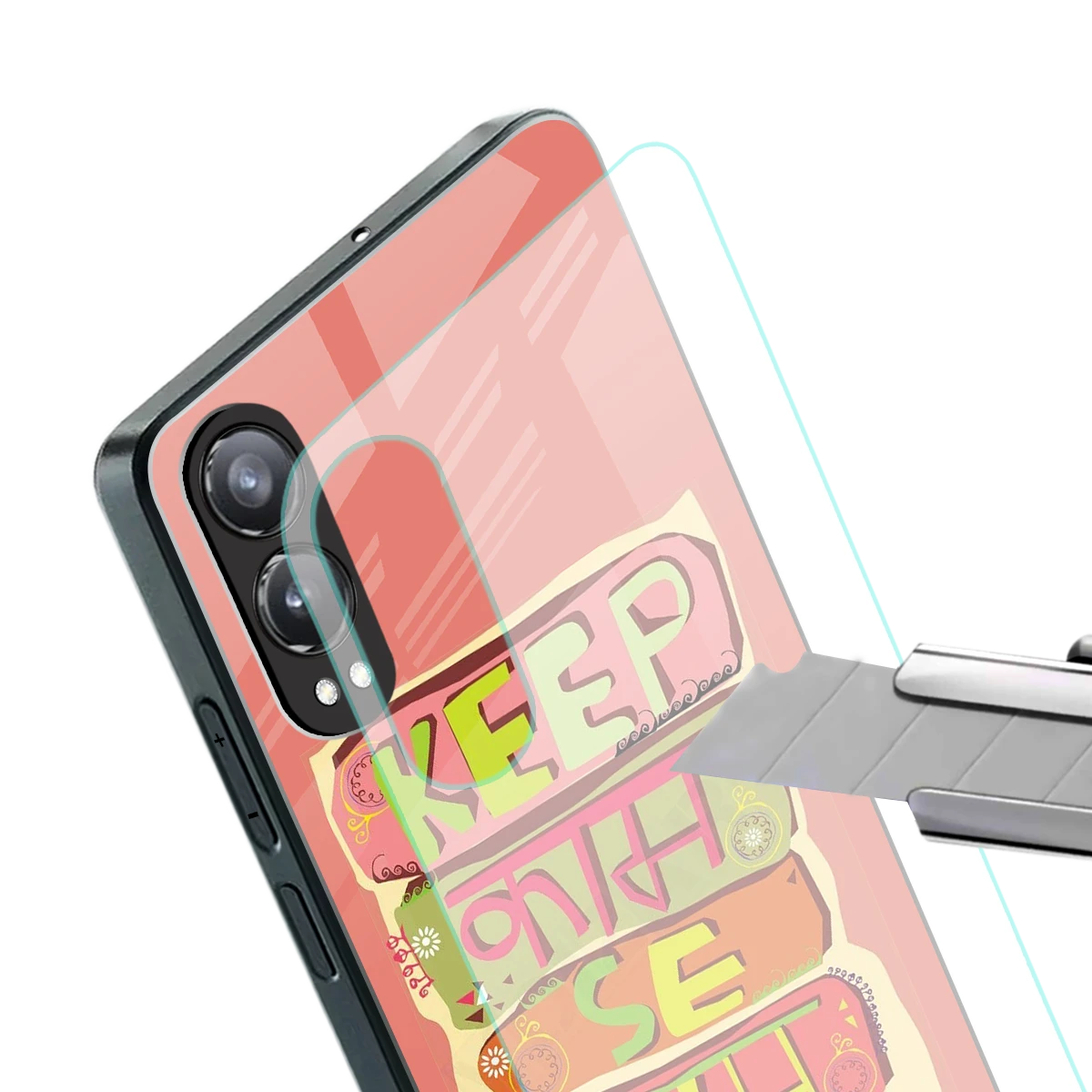Kaam Se Kaam stylish phone case for oneplus nord ce 4 lite | glossy glass and slim fit