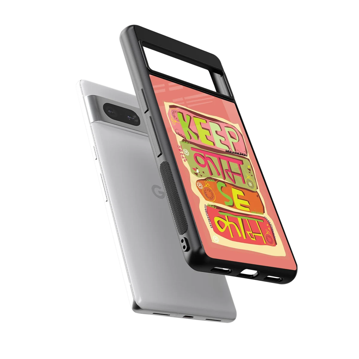 Kaam Se Kaam sleek google pixel 7 cover with tempered glass back and TPU edges