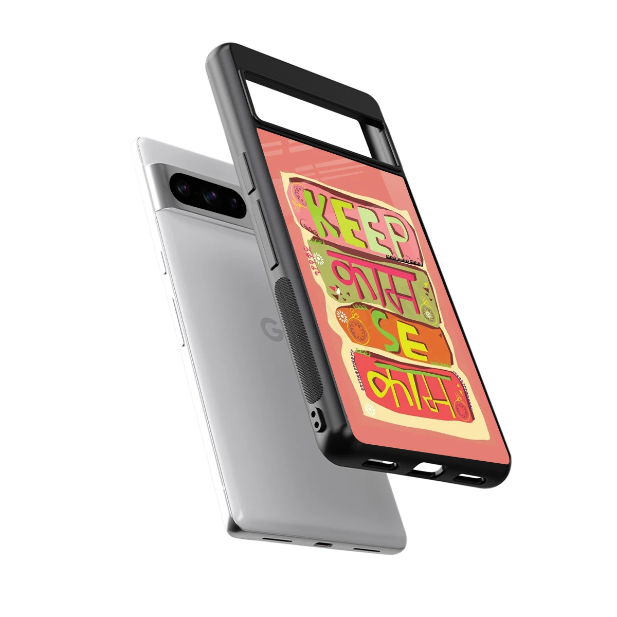 Kaam Se Kaam sleek google pixel 8 pro cover with tempered glass back and TPU edges