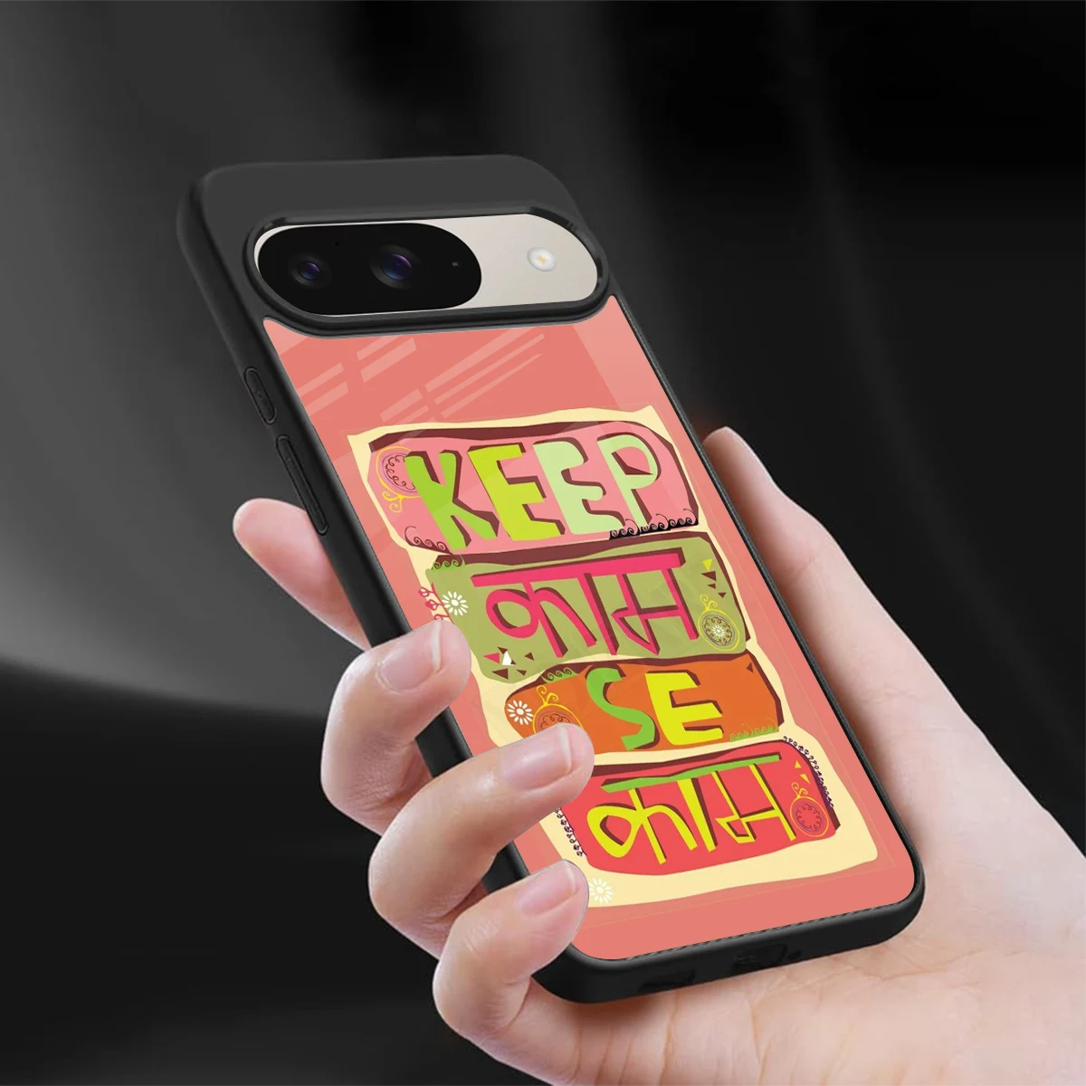 Kaam Se Kaam sleek google pixel 9 cover with tempered glass back and TPU edges