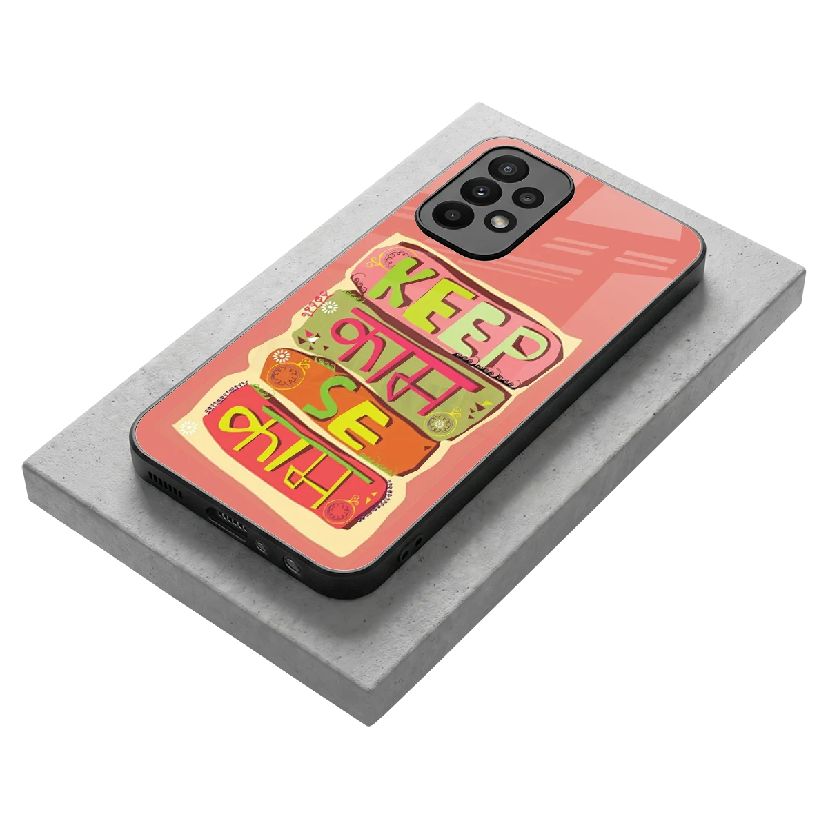Kaam Se Kaam stylish phone case for samsung galaxy a23 | glossy glass and slim fit