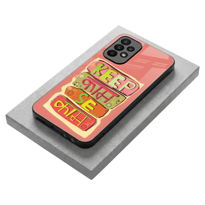 Kaam Se Kaam stylish phone case for samsung galaxy a23 | glossy glass and slim fit