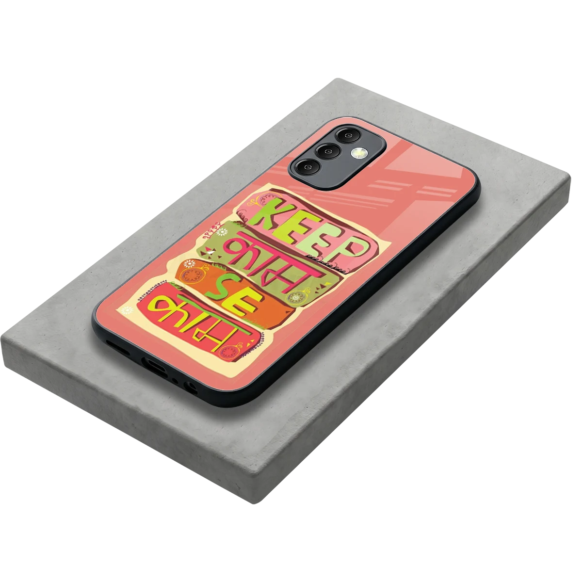 Kaam Se Kaam stylish phone case for samsung galaxy m14 5g | glossy glass and slim fit