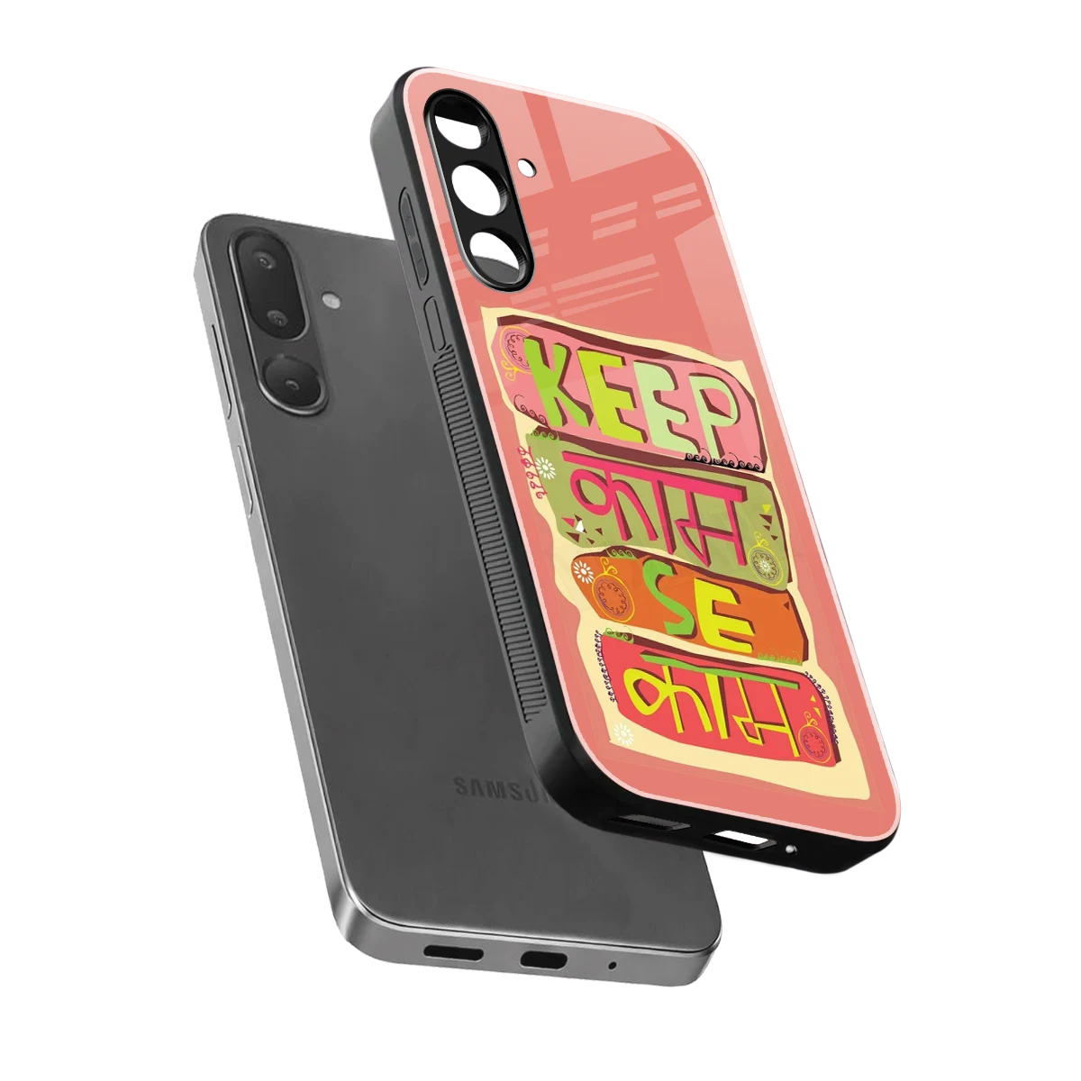 Kaam Se Kaam sleek samsung galaxy m56 5g cover with tempered glass back and TPU edges