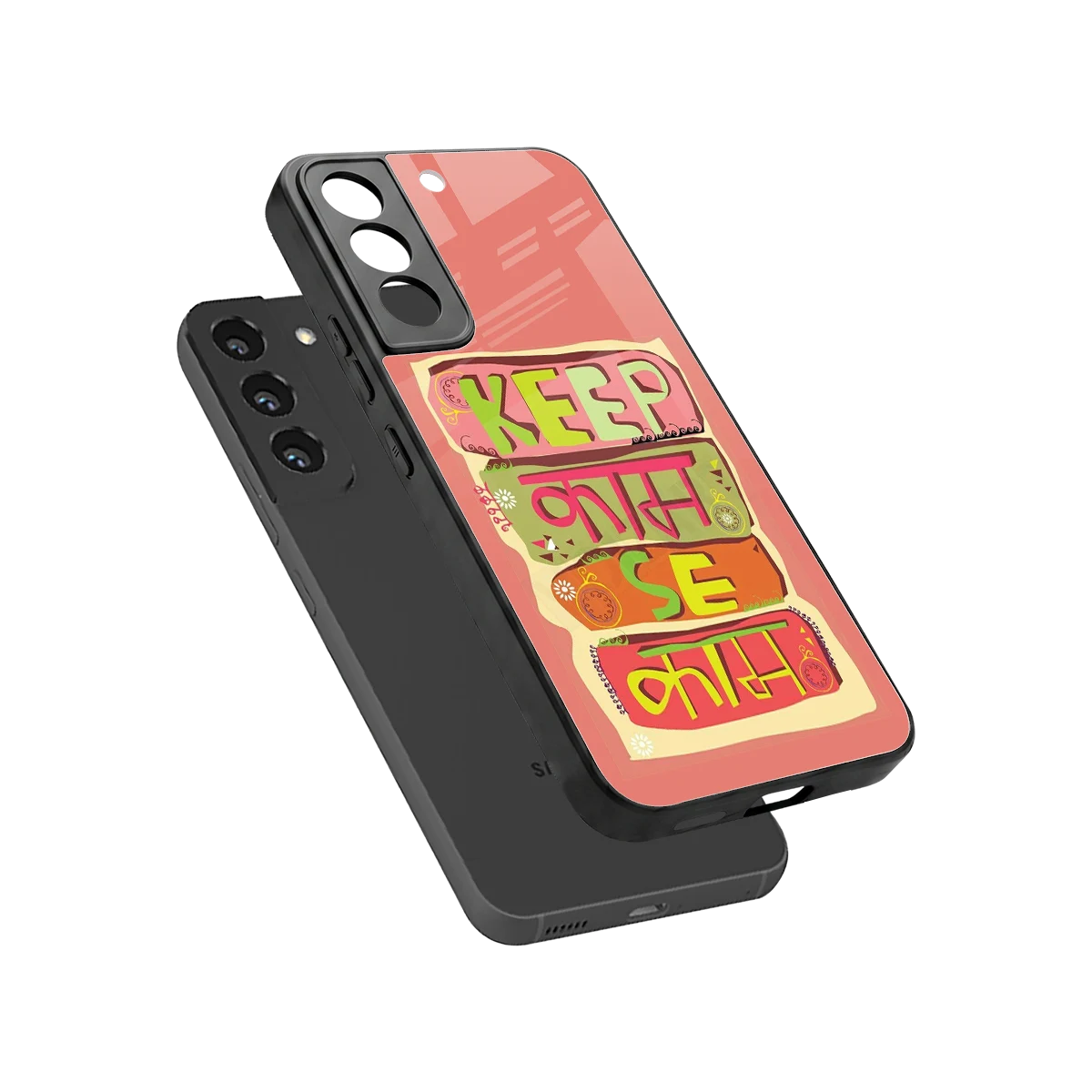 Kaam Se Kaam sleek samsung galaxy s22 cover with tempered glass back and TPU edges