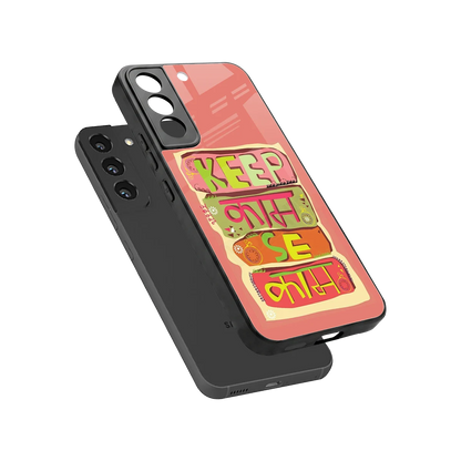 Kaam Se Kaam sleek samsung galaxy s22 cover with tempered glass back and TPU edges