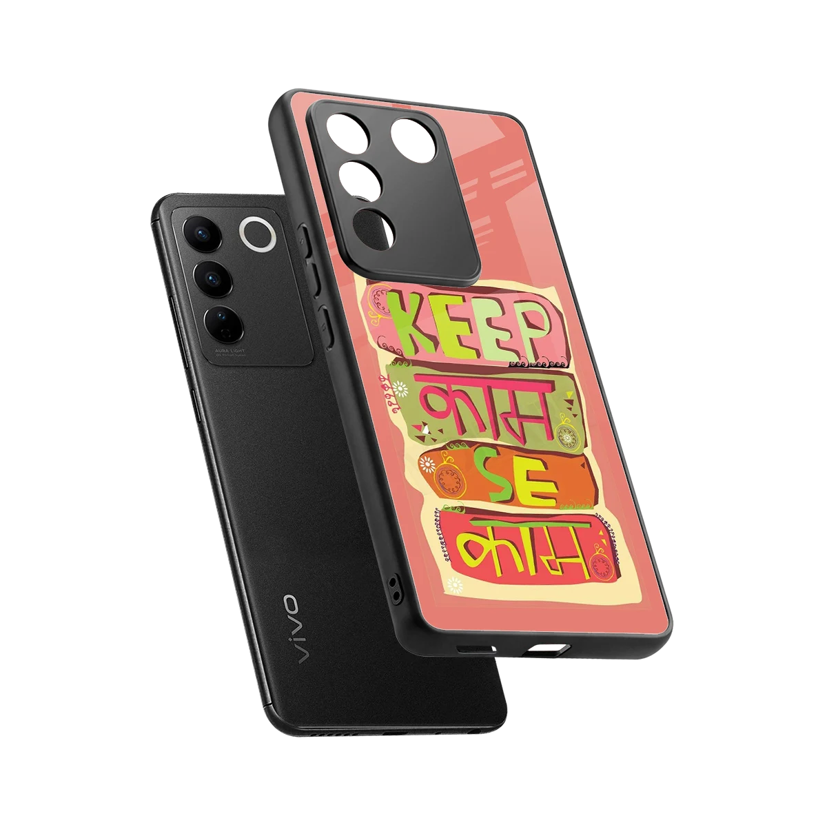 Kaam Se Kaam sleek vivo v27 5g cover with tempered glass back and TPU edges