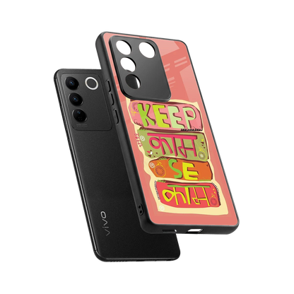 Kaam Se Kaam sleek vivo v27 5g cover with tempered glass back and TPU edges