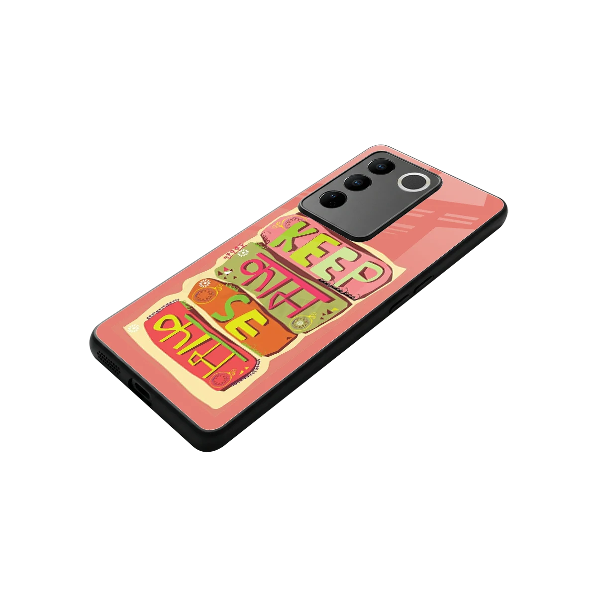 Kaam Se Kaam stylish phone case for vivo v27 5g | glossy glass and slim fit