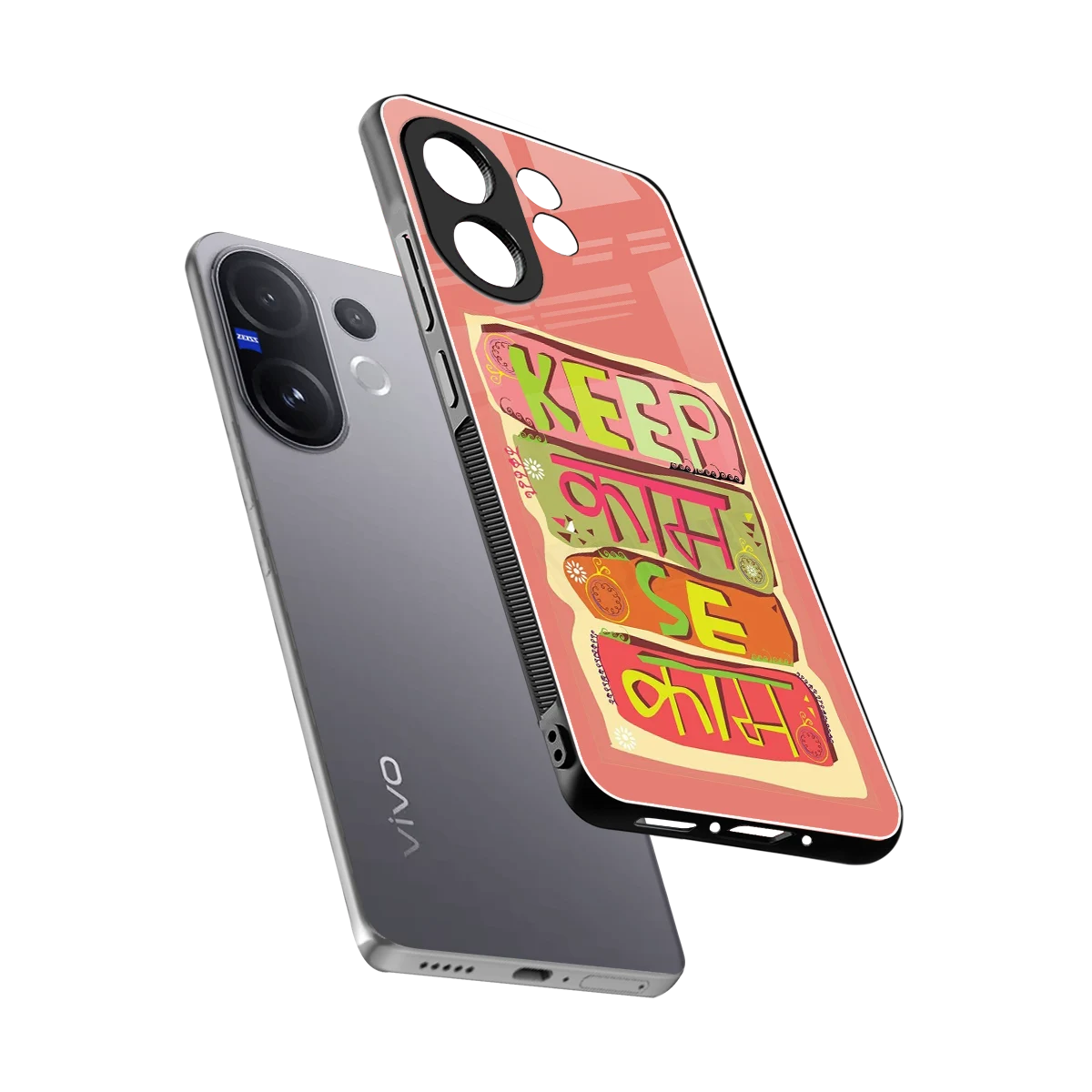 Kaam Se Kaam sleek vivo v60 cover with tempered glass back and TPU edges