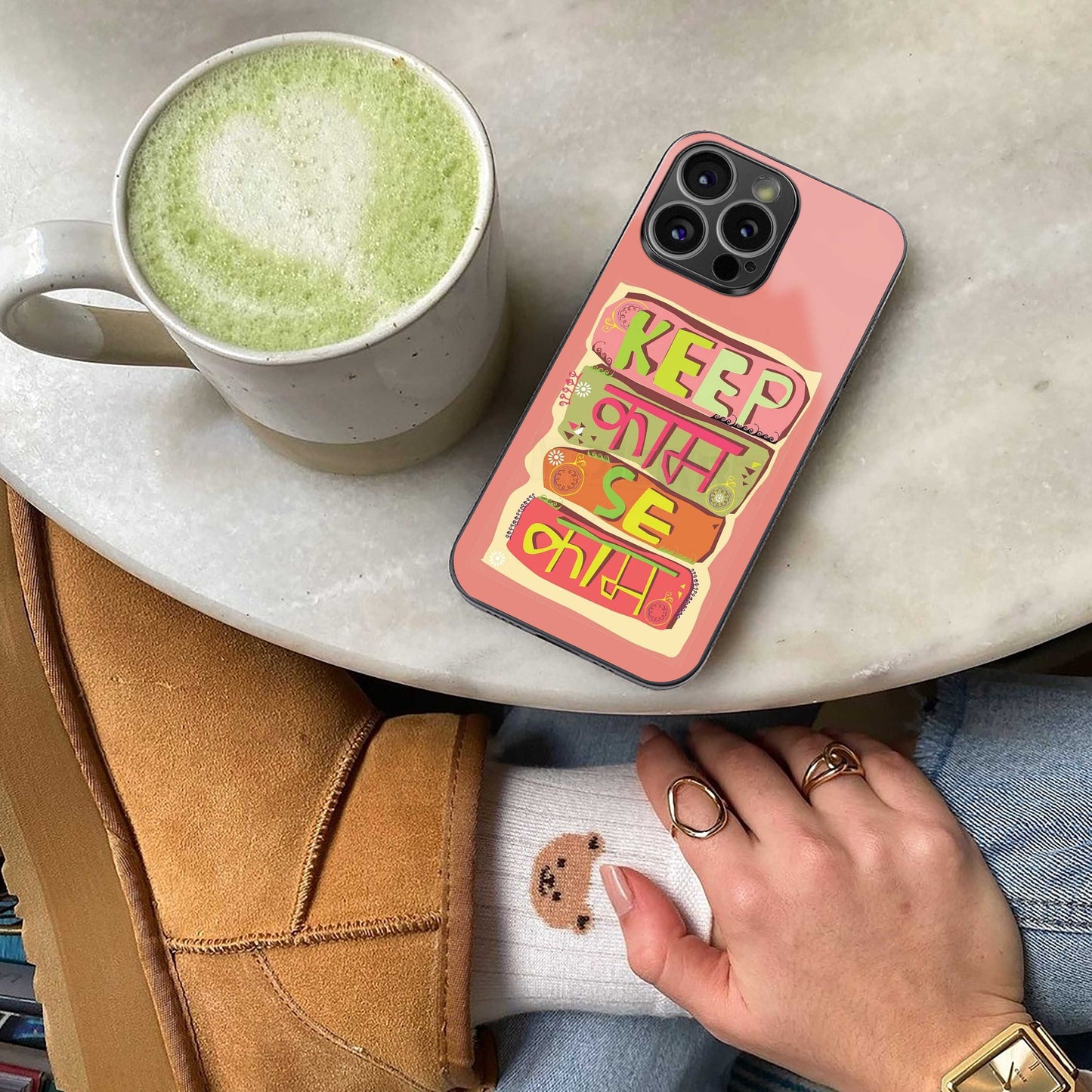 Kaam Se Kaam Phone Case for Iphone 16 | Glass Case