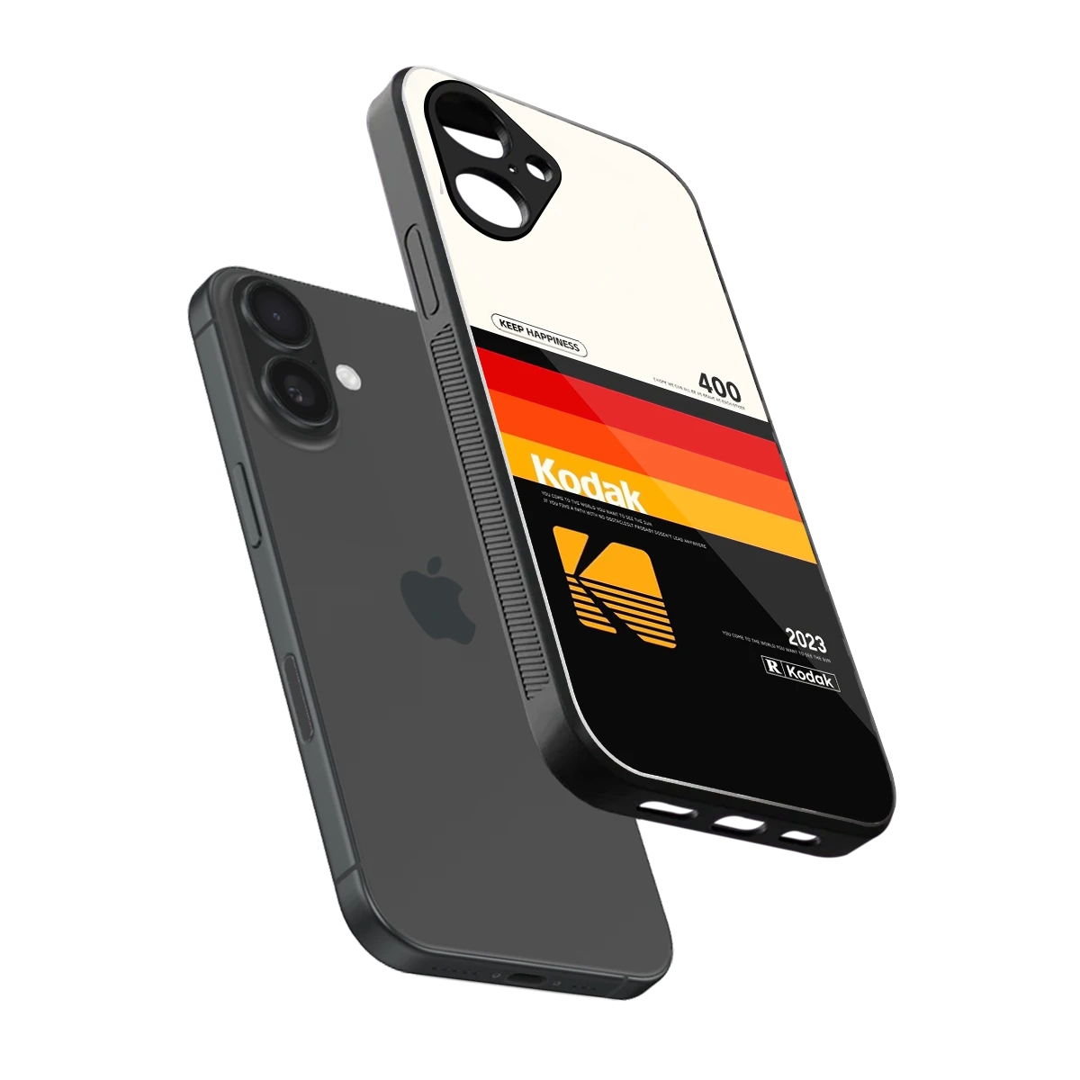 Keep Happiness sleek iPhone 16 cover with tempered glass back and TPU edges