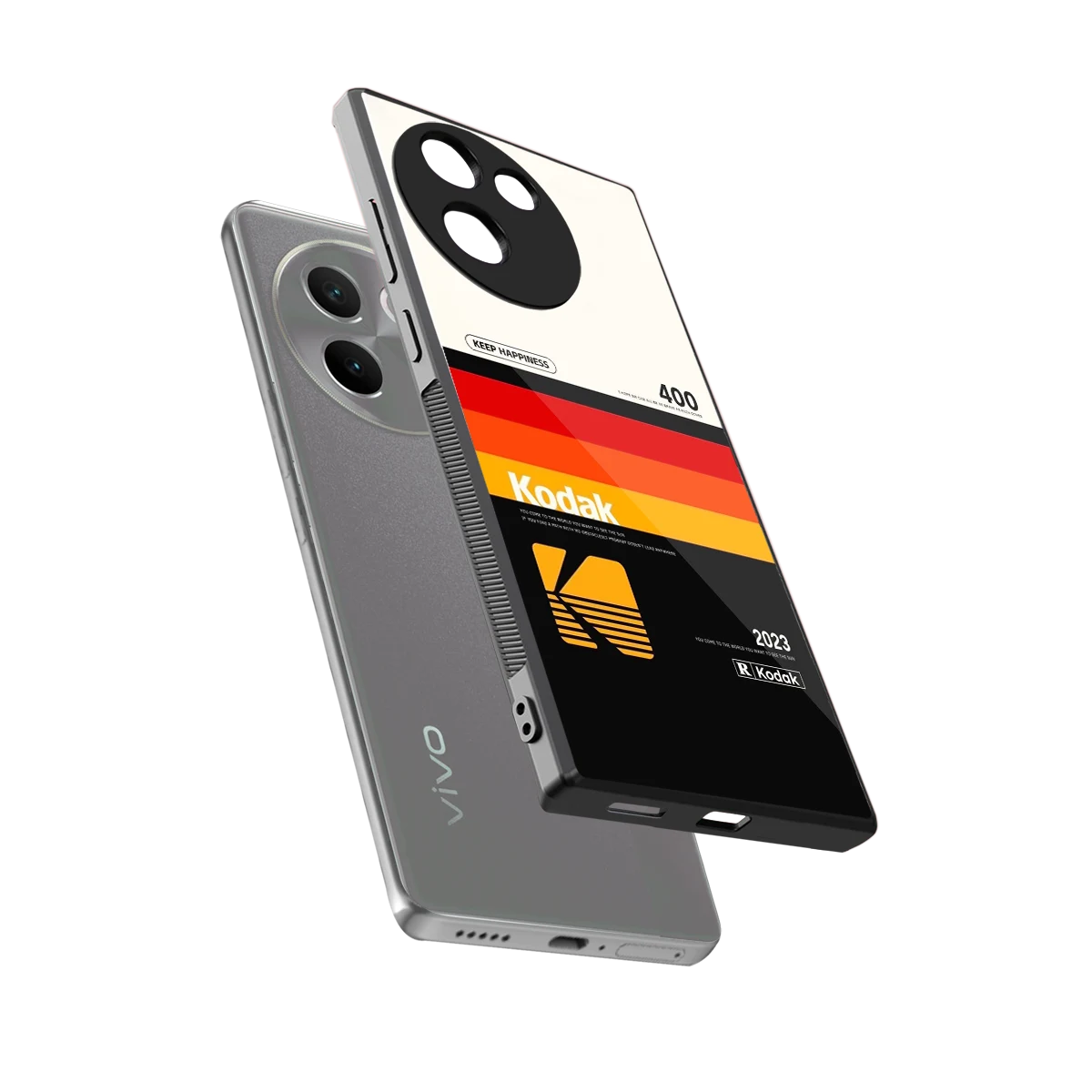 Keep Happiness sleek vivo v30e cover with tempered glass back and TPU edges