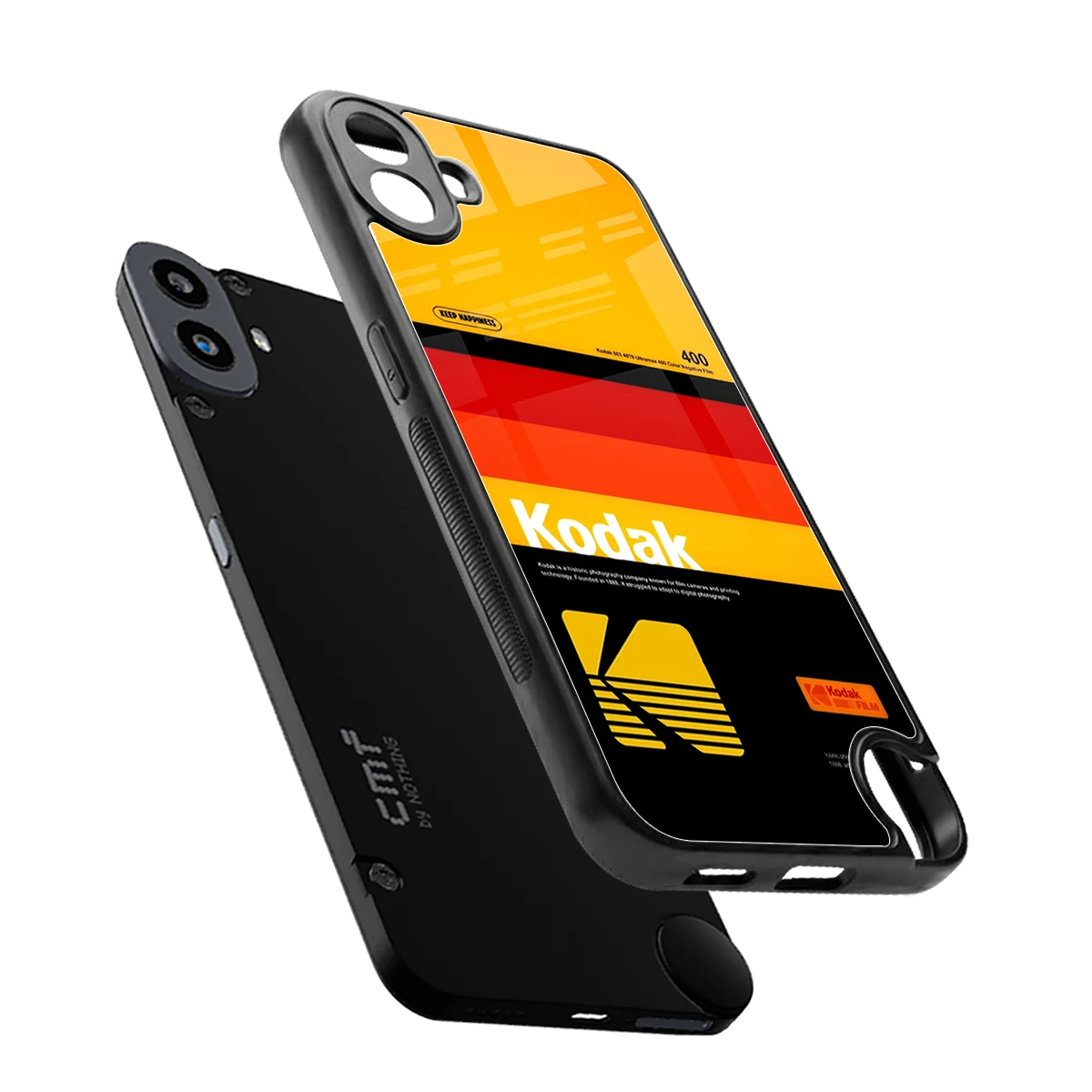 Keep Happiness Yellow sleek cmf nothing phone 1 cover with tempered glass back and TPU edges