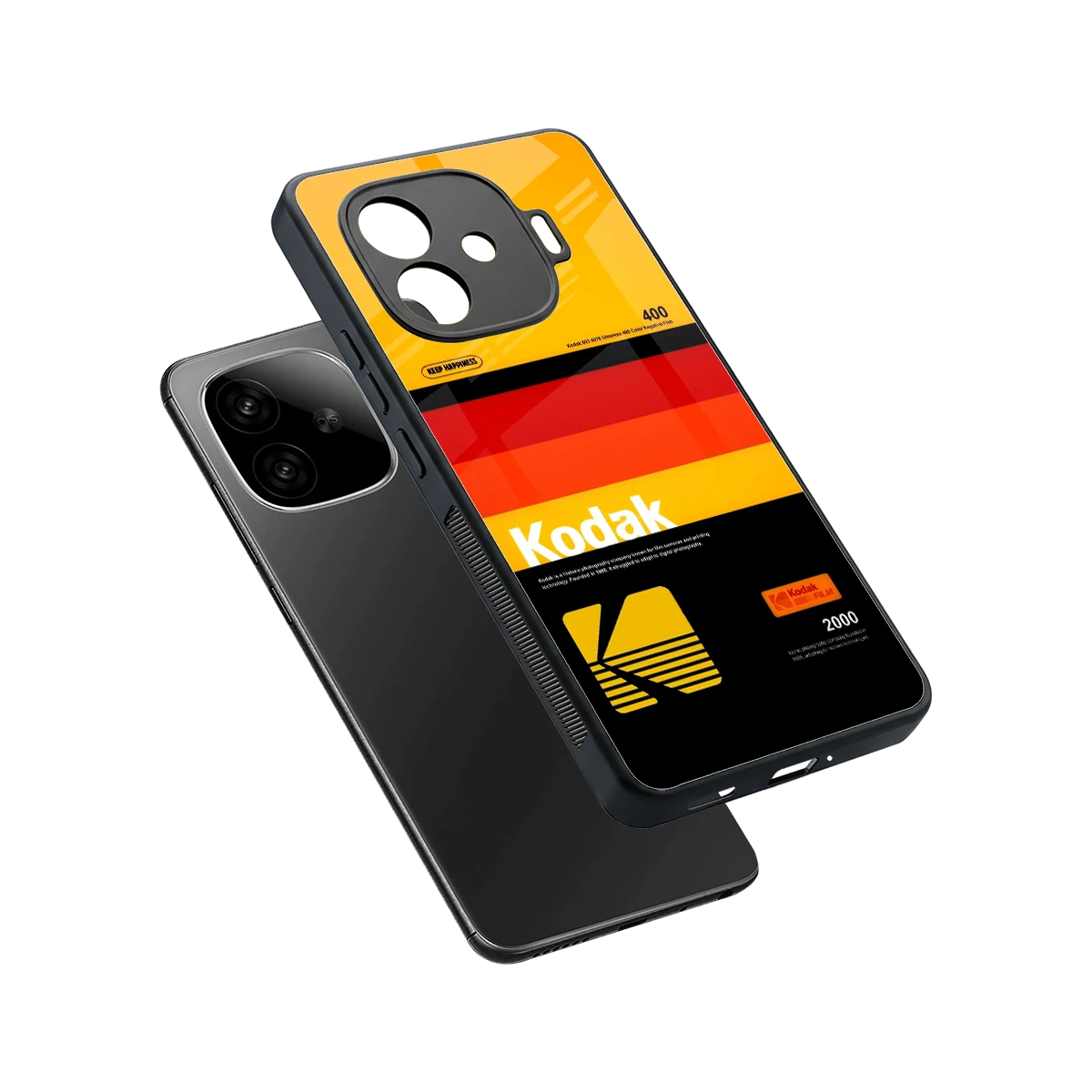 Keep Happiness Yellow sleek iqoo neo 10r 5g cover with tempered glass back and TPU edges