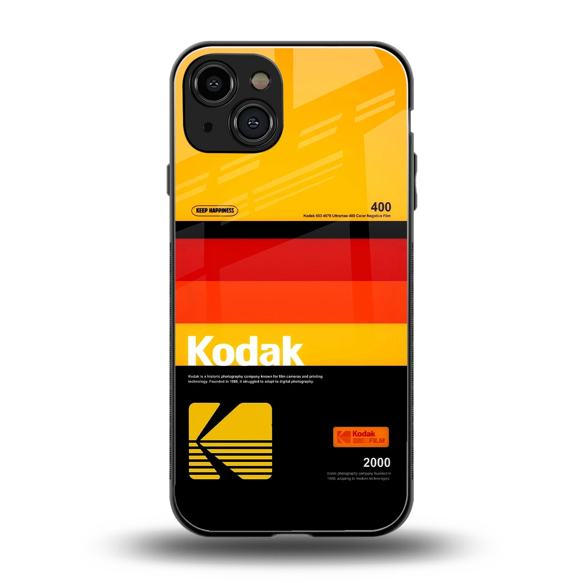 Keep Happiness Yellow back phone cover | glass case for iphone 15