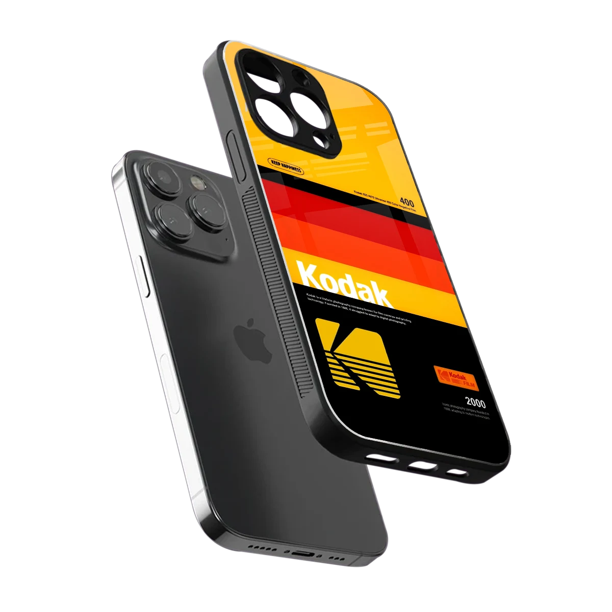 Keep Happiness Yellow sleek iphone 16 pro max cover with tempered glass back and TPU edges