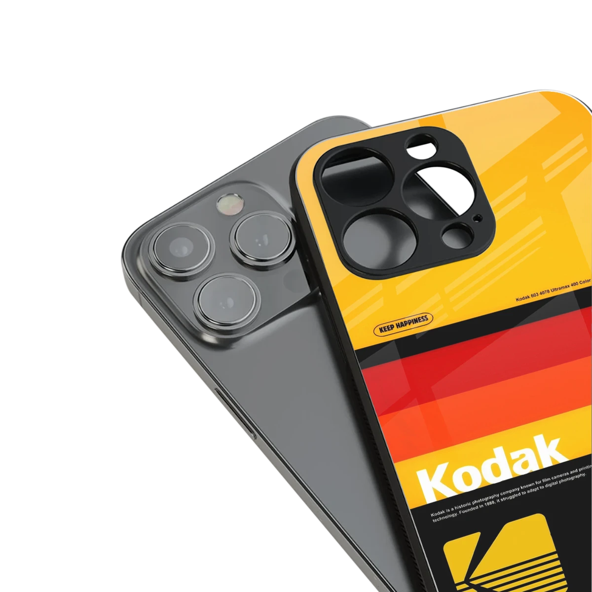 Keep Happiness Yellow stylish phone case for iphone 13 pro | glossy glass and slim fit