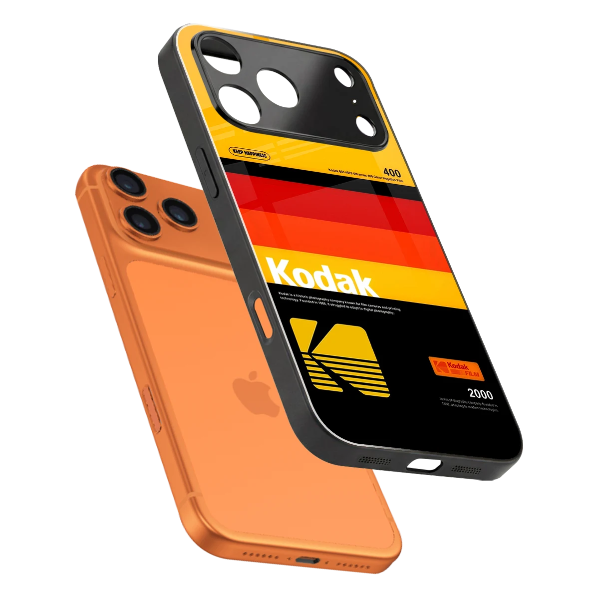 Keep Happiness Yellow sleek iphone 17 pro max cover with tempered glass back and TPU edges