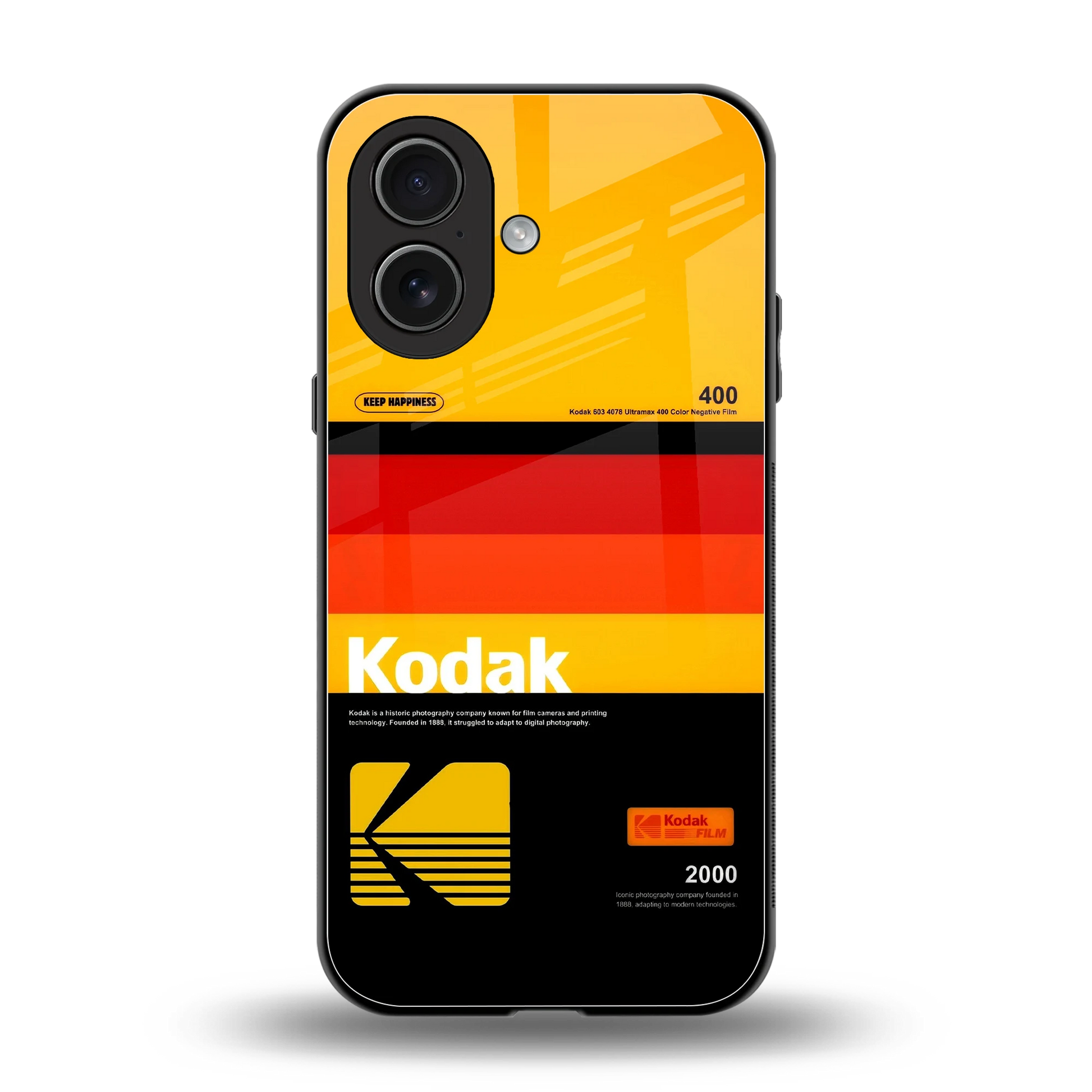 Keep Happiness Yellow back phone cover | glass case for iphone 17