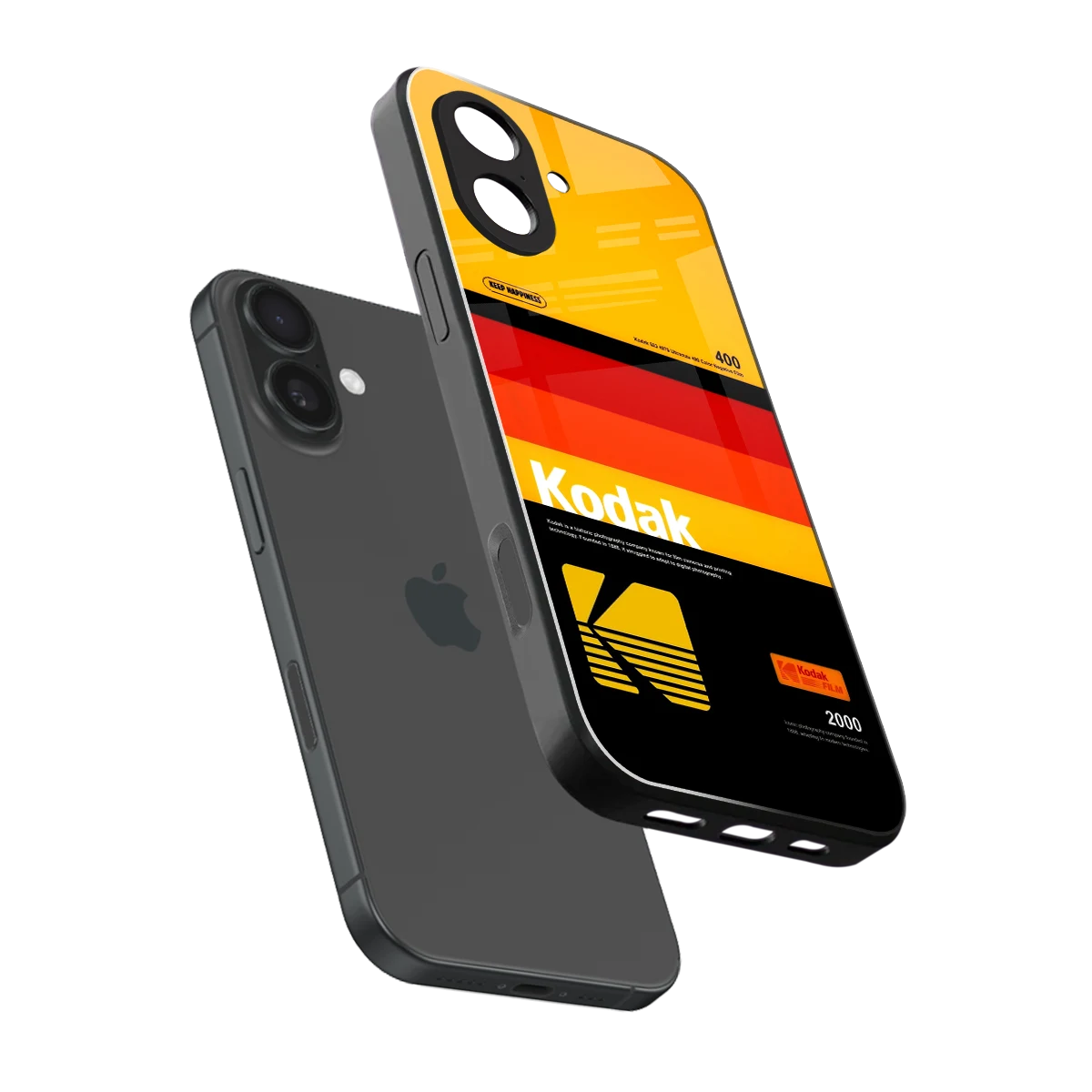 Keep Happiness Yellow sleek iphone 17 cover with tempered glass back and TPU edges