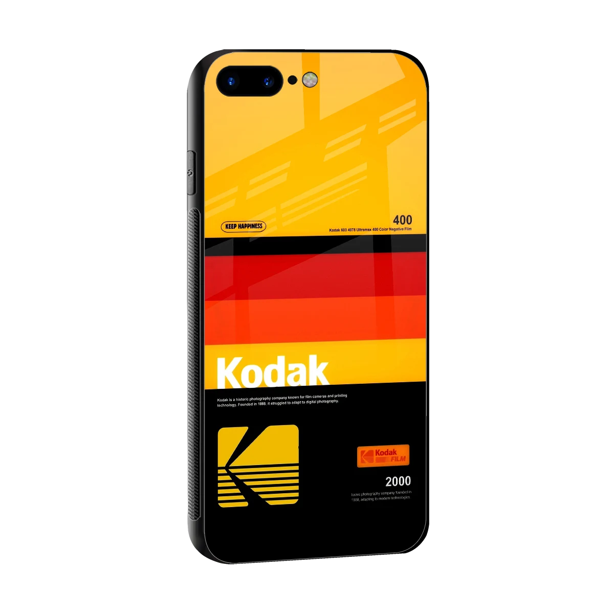 Keep Happiness Yellow sleek iphone 8 plus cover with tempered glass back and TPU edges