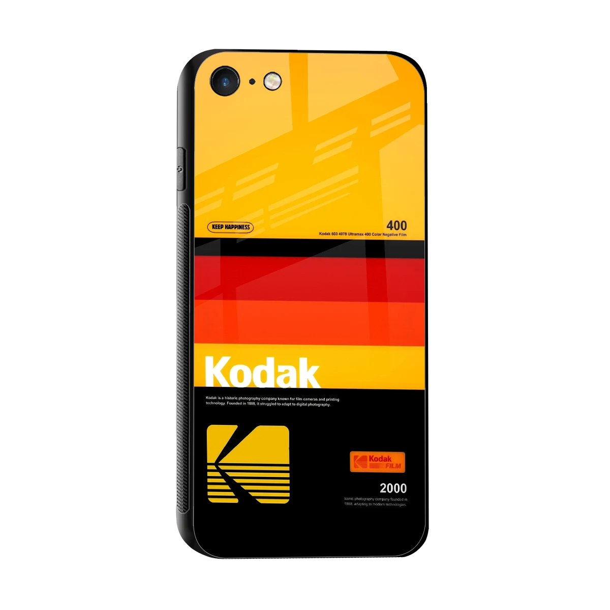 Keep Happiness Yellow sleek iphone 7 cover with tempered glass back and TPU edges