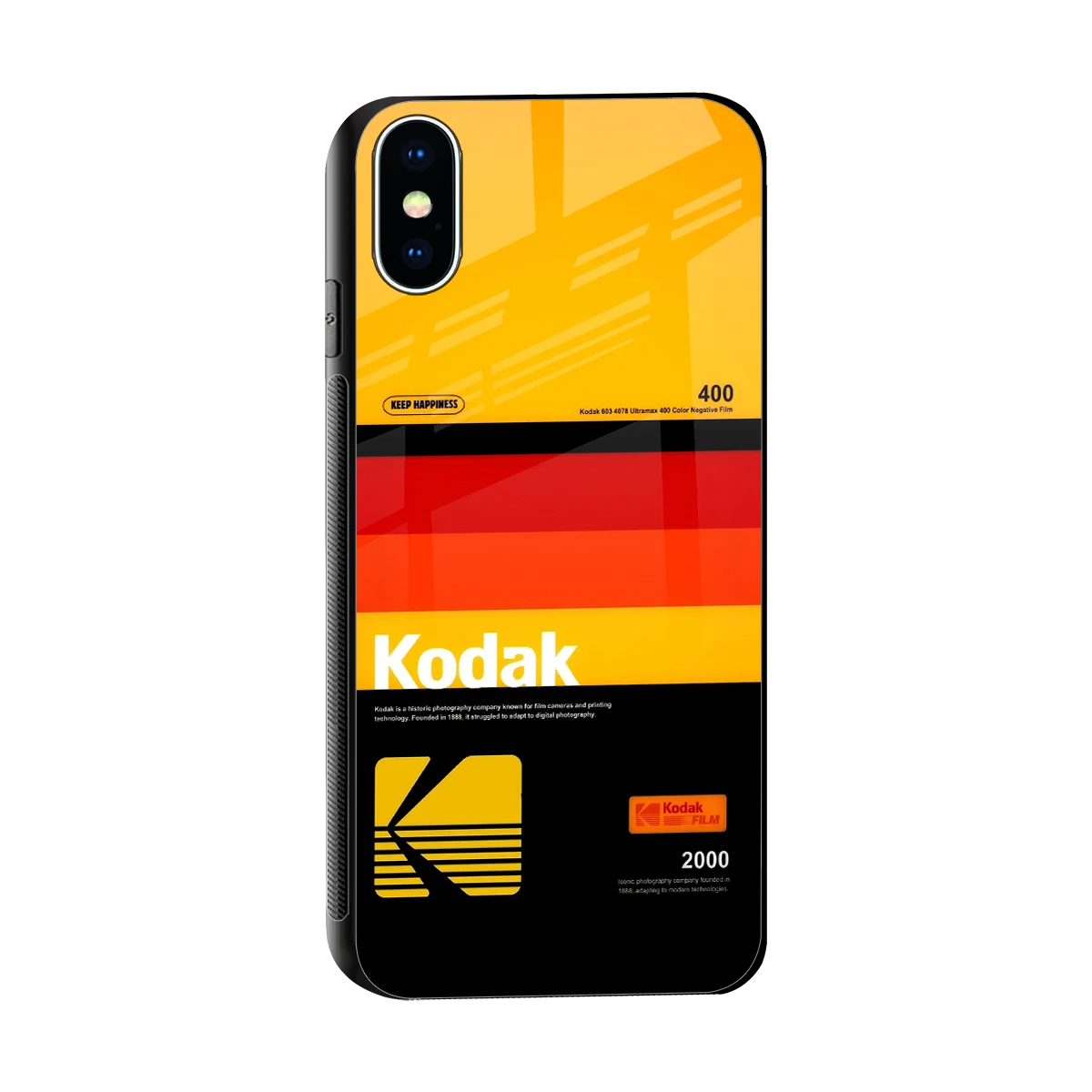 Keep Happiness Yellow sleek iphone x cover with tempered glass back and TPU edges