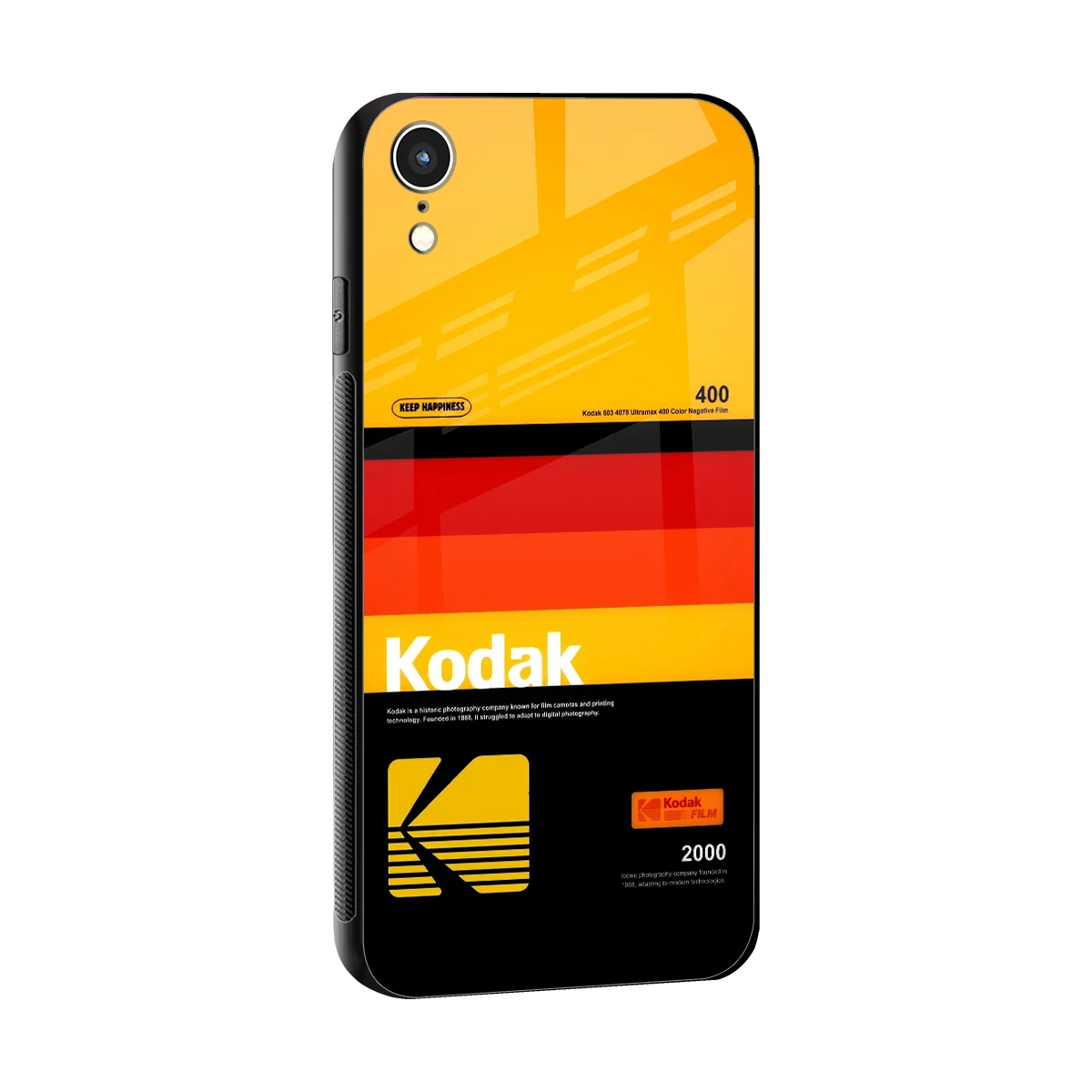 Keep Happiness Yellow sleek iphone xr cover with tempered glass back and TPU edges