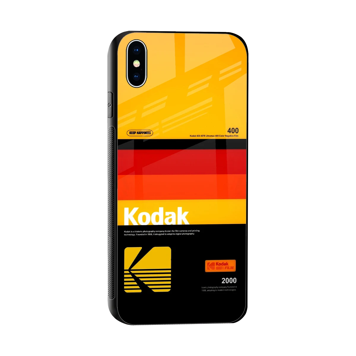 Keep Happiness Yellow sleek iphone xs max cover with tempered glass back and TPU edges