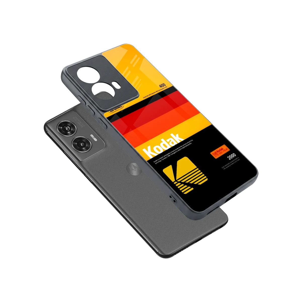 Keep Happiness Yellow sleek motorola edge 50 fusion cover with tempered glass back and TPU edges